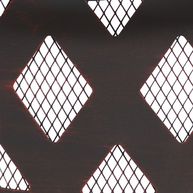 Sunnydaze Outdoor Camping or Backyard Crossweave Cut Out Fire Pit with Spark Screen, Log Poker, and Metal Wood Grate – 36″ – Bronze