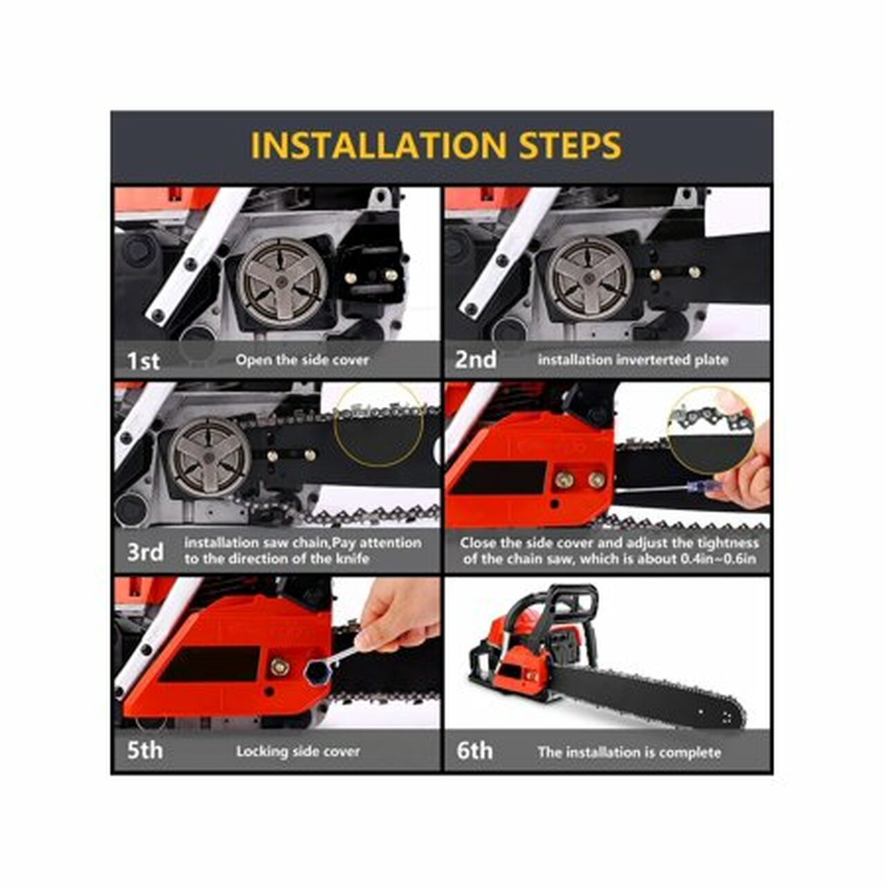 20' Bar 62CC Powerful Gas Chainsaw 2 Stroke Handed Petrol Chain Saw Woodcutting Saw with Tool Kit