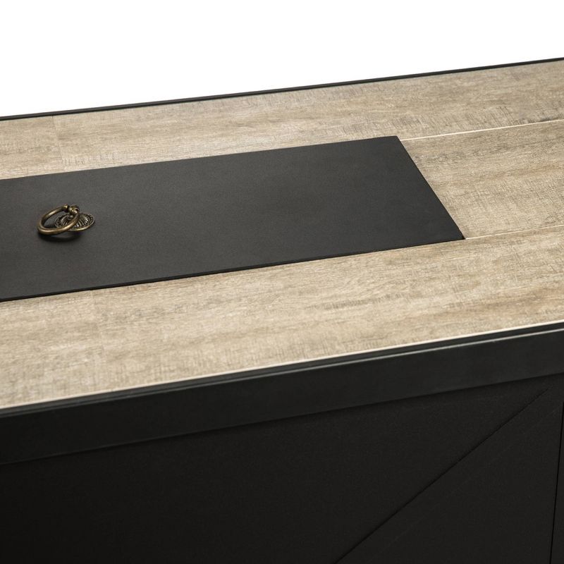 Farmhouse 28″ Steel Ceramic Propane Gas Fire Pit Table – Black/Brown – Teamson Home