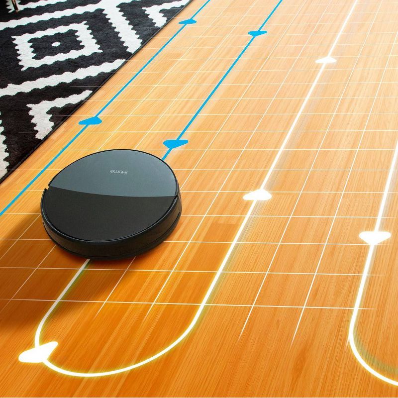 iHome AutoVac 2 in 1 Robot Vacuum & Mop with HomeMap Navigation/Mapping, Strong Suction Power – Black