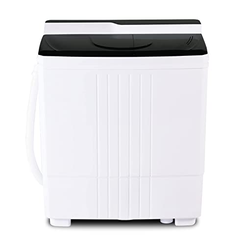 AODAILIHB Portable Compact Twin Tub Washing Machine, 21lbs Capacity, Washer(14.4lbs)&Spiner(6.6lbs), Semi-Automatic Washer, for Apartment, Dorm, RV, Camping (White, 23.2