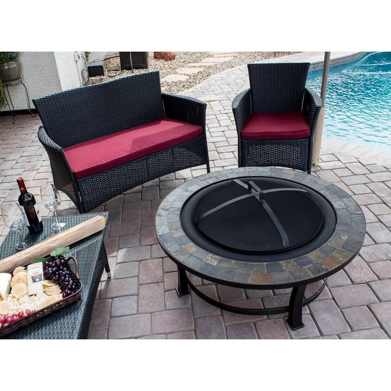 Wood Burning Fire Pit with Round Slate Table – AZ Patio Heaters