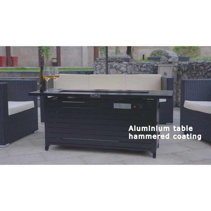 Rectangle Aluminum Fire Pit Table Hammered Black – Legacy Heating