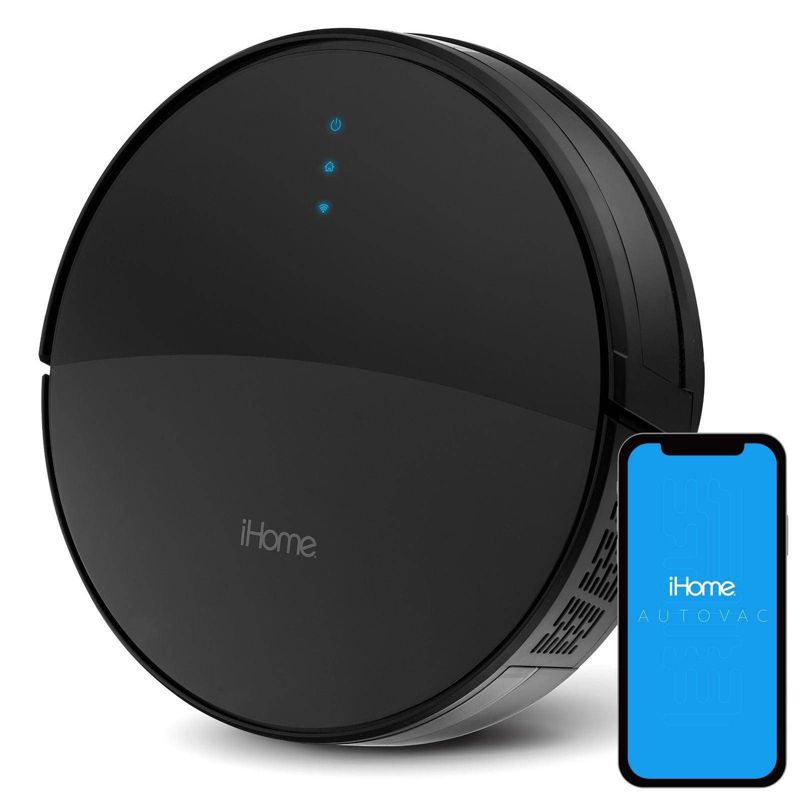 iHome AutoVac 2 in 1 Robot Vacuum & Mop with HomeMap Navigation/Mapping, Strong Suction Power – Black