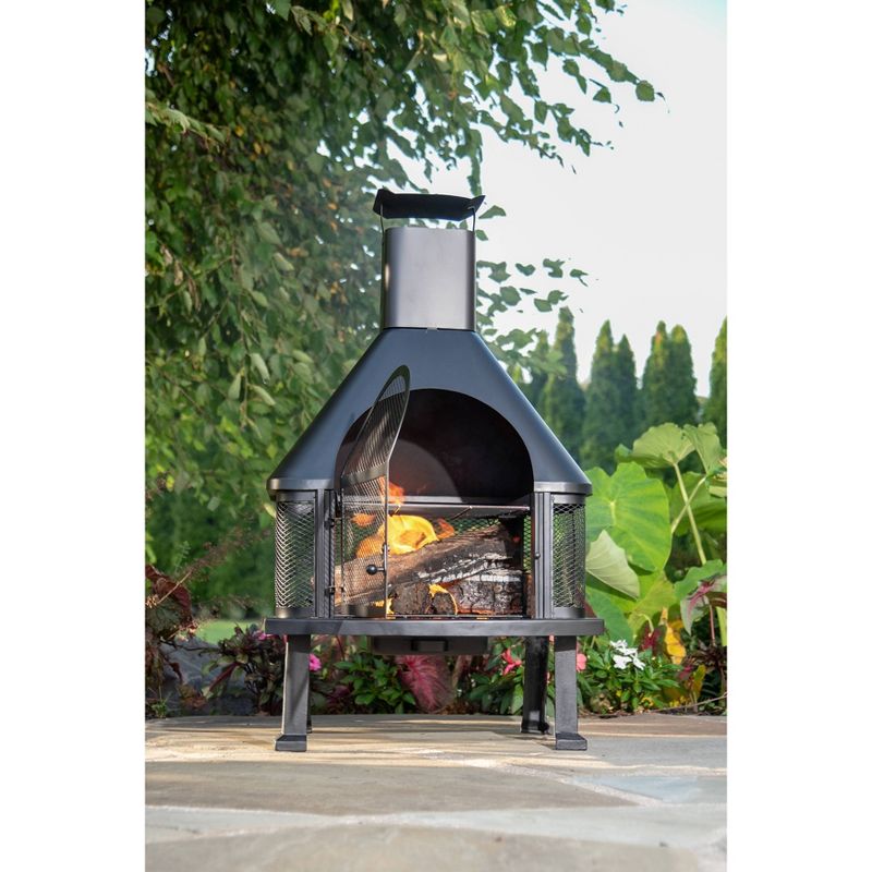 Wood Burning Outdoor Firehouse with Chimney – Black – Endless Summer