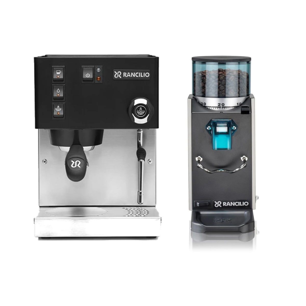 Rancilio Silvia M V6 Espresso Machine (Black Limited) and Rocky Grinder Combo