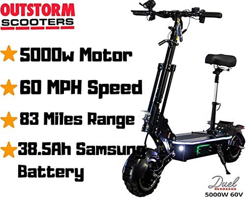 MAXX 60MPH Ultra High Speed Electric Scooter for Adults Foldable, 5000W Power Dual Motor| 60V /38.5Ah Battery | 83 Miles Range | Grade 30°
