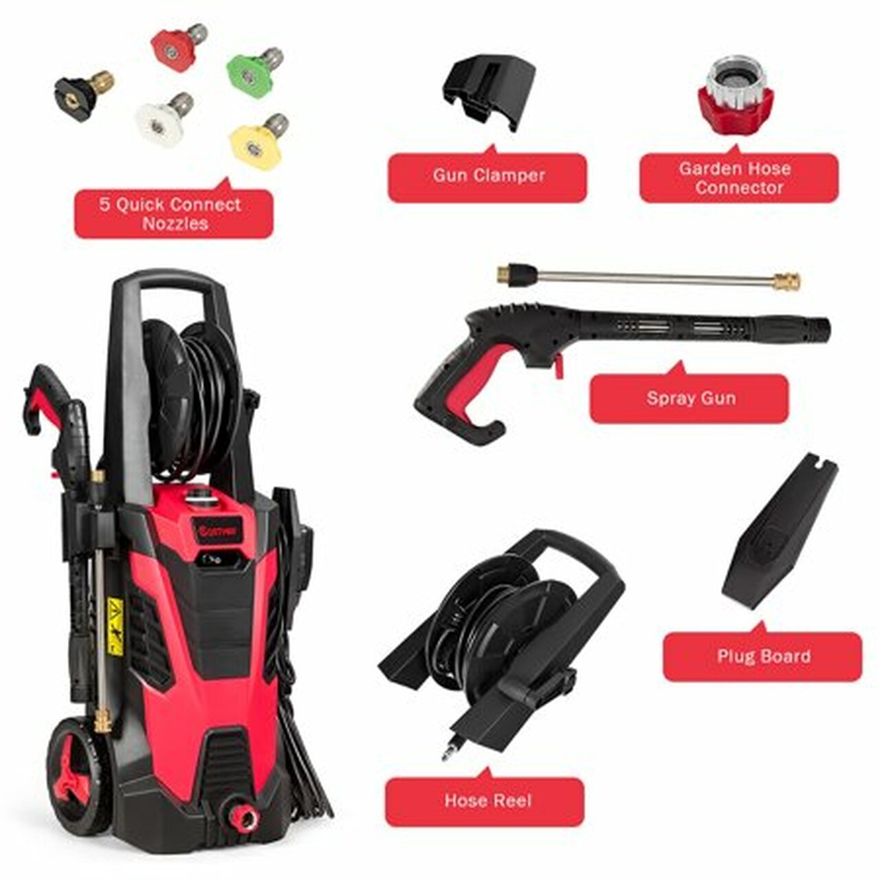 Costway 3500 PSI 2.1GPM Electric High Power Water Cleaner W/ 5 Nozzles
