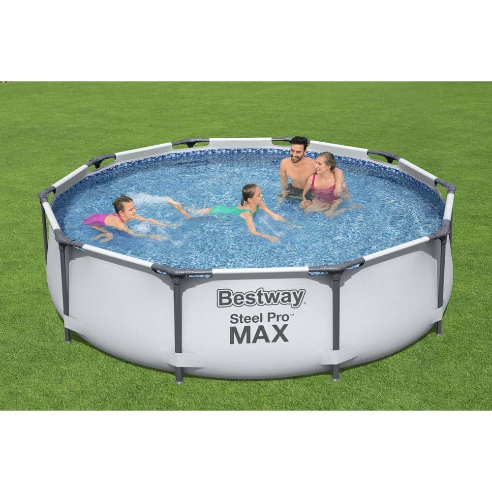 Swimming Pool-Bestway 10 Feet x 30 Inches Steel Pro Frame Round Above Ground Swimming Pool Set