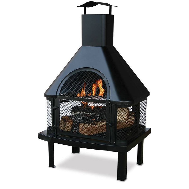 Wood Burning Outdoor Firehouse with Chimney – Black – Endless Summer