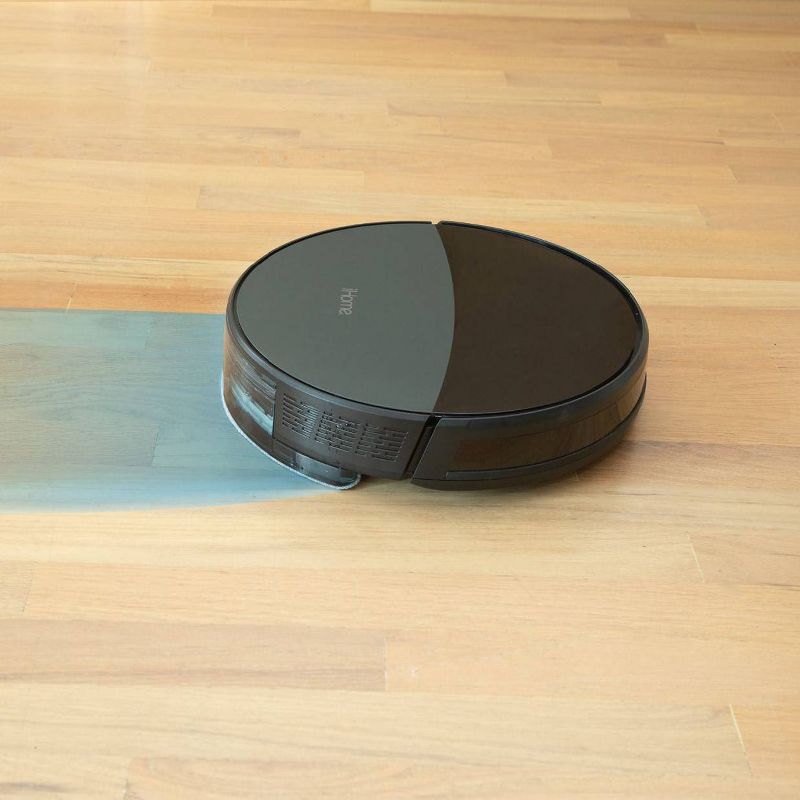 iHome AutoVac 2 in 1 Robot Vacuum & Mop with HomeMap Navigation/Mapping, Strong Suction Power – Black