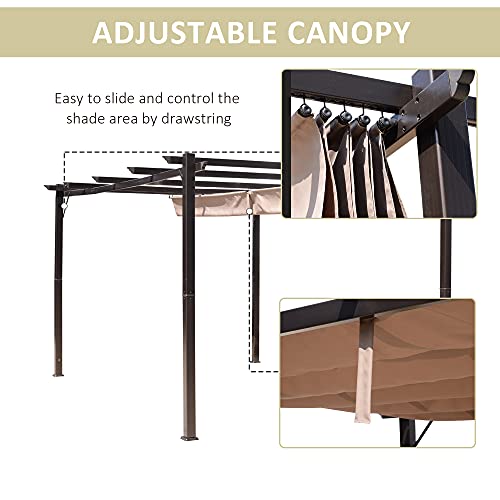 Outsunny 10’ x 13’ Aluminum Retractable Patio Gazebo Garden Pergola with Weather-Resistant Canopy and Stylish Design