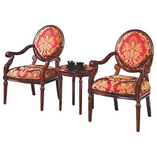 Best Master Furniture KF91027 3-Piece Traditional Birch Wood and Fabric Living Room Set in Walnut