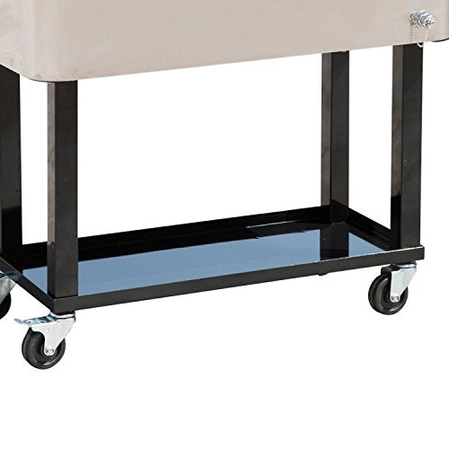 Tenive 80-quart Stainless Steel Patio Cooler Portable Ice Cooler Cart Rolling Party Drink Entertaining Outdoor Cooler Cart - Silver