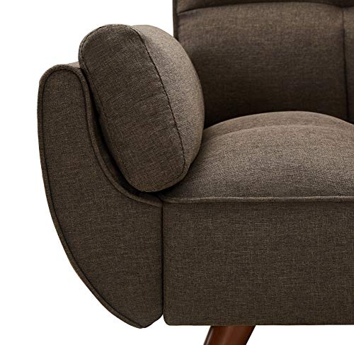 Convertible Futon Sofa Bed Modern Sectional Sleeper Sofa Bed Loveseat Couch Recliner Sofa Furniture Linen Fabric for Living Room Small Apartment, Brown