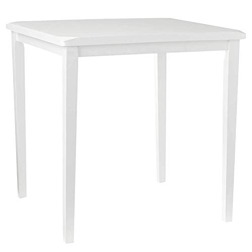Harper&Bright Designs Dining Table Sets, 5 Pieces Pack Counter Height Dining Set, Solid Wood Space-Saving Square Square Leg Dining Table with Armless Wooden Saddle Seat Chairs (White)