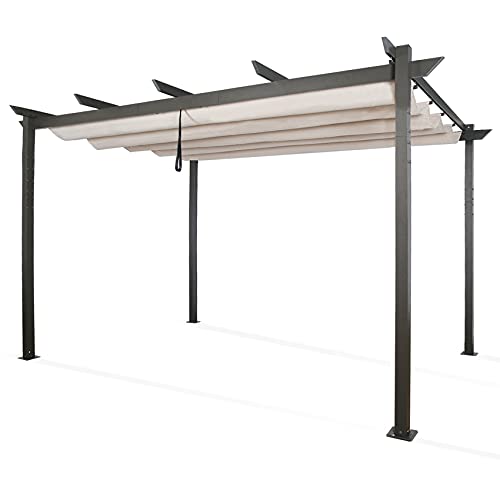Patio Tree 10'x13' Outdoor Pergola Extra-Large Aluminum Patio Retractable Gazebo with Sun Shade Canopy