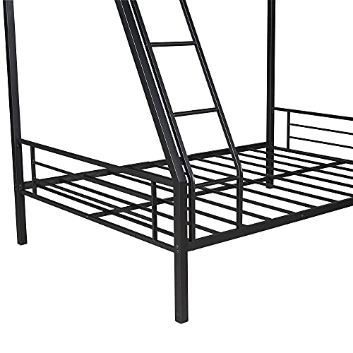 Triple Bunk Beds Twin Over Full Bunk Bed with a Twin Size Loft Bed Attached with a Desk 3 Beds Bunk Bed L-Shape Triple Loft Bed Metal Frame for Kids Teens Adults Boys & Girls (Black)
