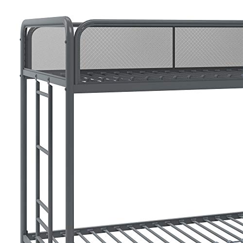 DHP Triple Metal Bunk Bed Frame, Gray, Twin
