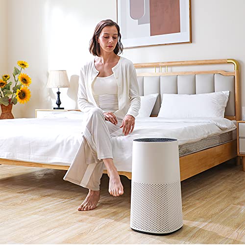 AOPO Air Purifier for Large Rooms, H13 HEPA Air Filter Cleaner for bedroom, Covers up to 1200 sq ft, Filters 99.97% for Smoke, Allergies, Pet Dander, 22dB Ultra Quiet, White (Available for California)