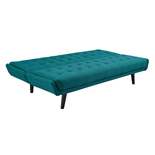 Modway Glance Mid-Century Modern Upholstered Fabric Convertible Futon Sofa Bed Couch In Teal