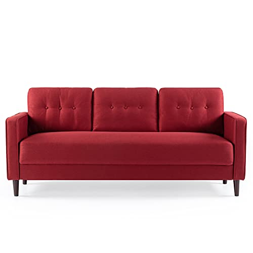 ZINUS Mikhail Sofa Couch / Ruby Red Sofa / Button Tufted Cushions / Easy, Tool-Free Assembly