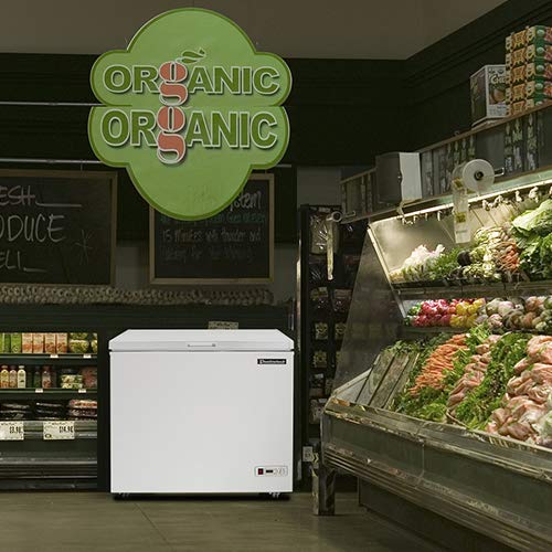 BLUELINETECH 7 Cu Ft Chest Freezer White with Wire Storage Basket for Home, Kitchen, Garage, and Business