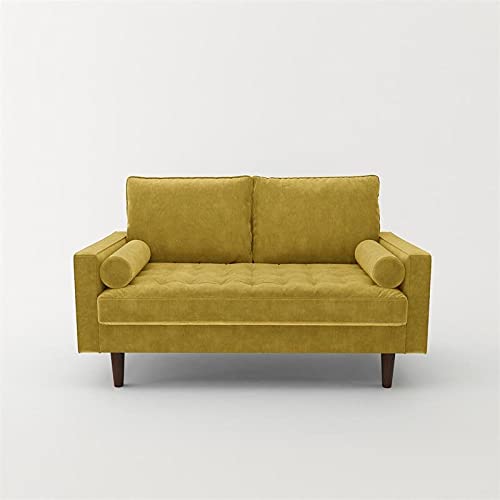 Kingway Furniture Velvet Genoa Living Room Loveseat in Goldenrod