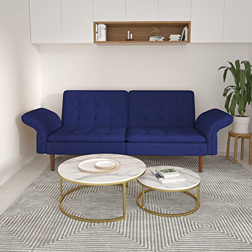 Convertible Futon Sofa Bed, Sleeper Sofa Couch Bed with Adjustable Armrest and Tufted Cushions for Small Spaces, Apartment, Office, Living Room