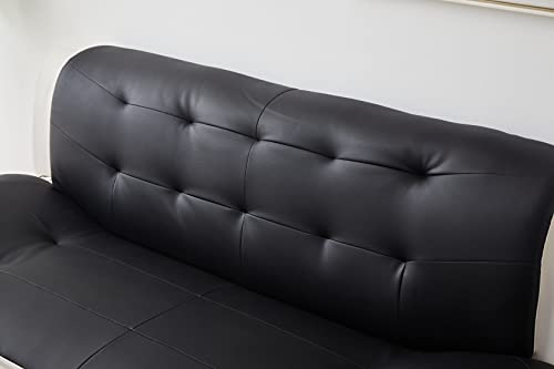 Kingway Faux Leather Living Room Sofas, 3 SEAT, Black/White