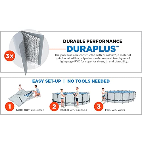 Bestway 18ft x 48in Steel Pro Round Frame Above Ground Pool Set with Skimmer