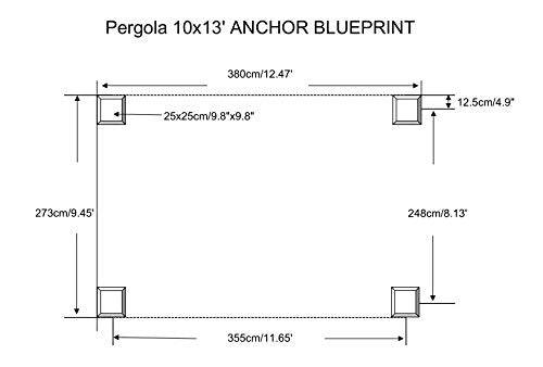 Kozyard Atlantics Outdoor 10'x13' Extra Large BBQ Grill Pergola with Sun Shade Gazebo Canopy Beige Canopy,UV Resistant Fabric (10ft x 13 ft Beige)