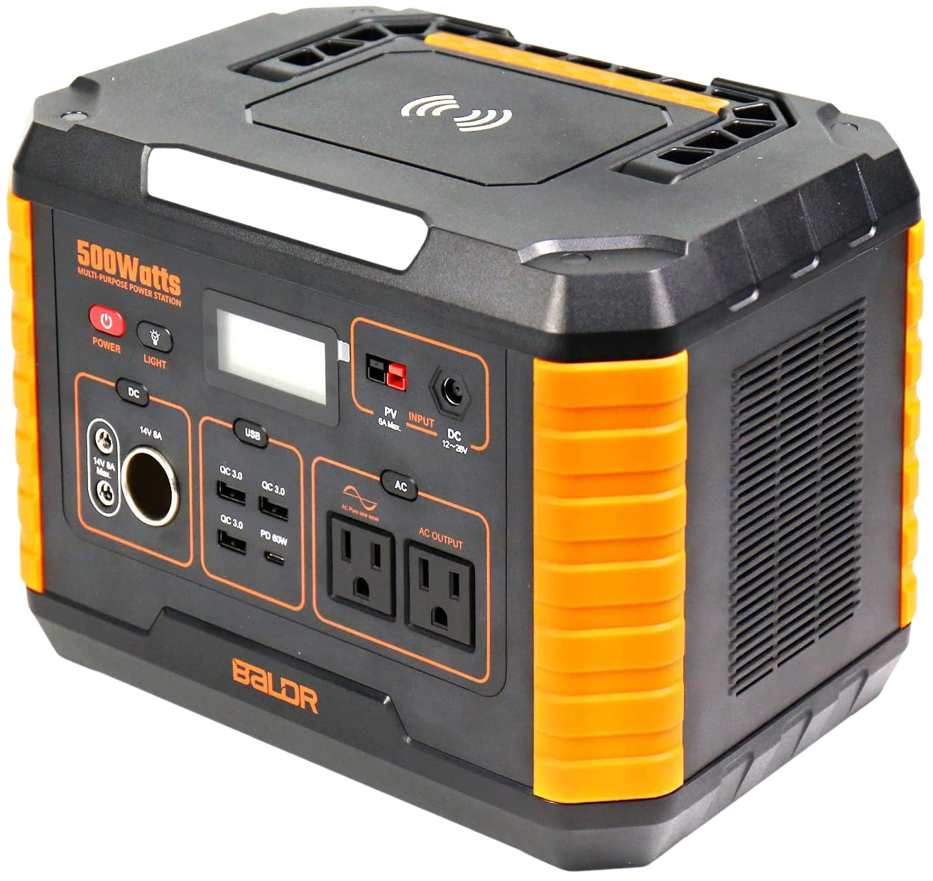 BALDR 500W Portable Power Station Lithium-ion Battery Solar Generator With 110 Dual AC Outlet New