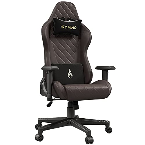 symino Gaming Chair Racing Chair Ergonomic PC Chair Computer Chair with 3D Armrest, Vintage Style PU Leather Office Chair(Brown)