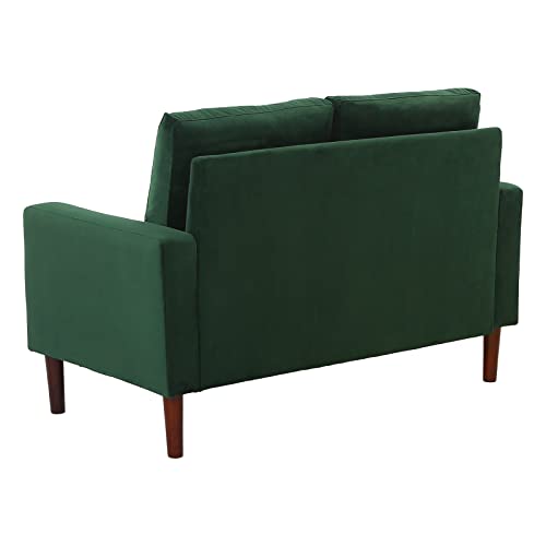 Futon Couch Set, Upholstered Armchair, Loveseat Furniture Sofa Set with Solid Wood Legs for Living Room, Green 52” x26.7”x 35.4”H