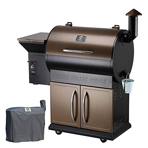 Z Grills ZPG-700D Wood Pellet Grill Smoker with 2021 Newest Digital Auto Temperature Controls,697 sq in Cooking Area 8- in-1BBQ Grill (Brown with Cabinet)