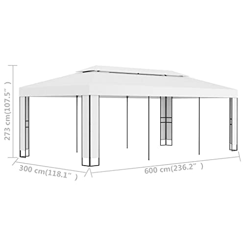 Gazebo Canopy, Outdoor Wedding Party Tent BBQ Gazebo Pavilion Gazebo with Double Roof 118.1