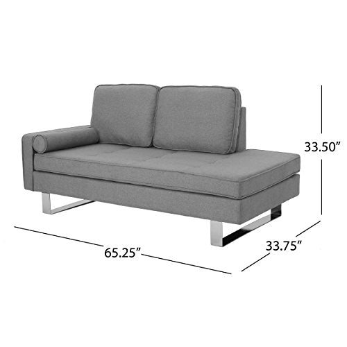 Christopher Knight Home Phelps Modern Fabric Chaise Loveseat, Grey, Silver