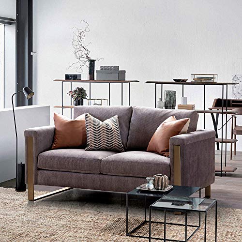 Acanva Luxury Velvet Upholstered Modern Mid-Century Living Room Sofa for Bedroom, Office and Small Space, Grey, 64