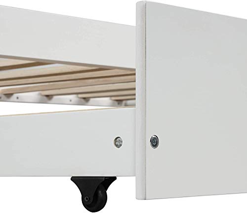 Decoration House Bed with Trundle, Twin Size Wood Bed House Bed Frame, Trundle Bed for Kids, Teens, Girls, Boys (White)