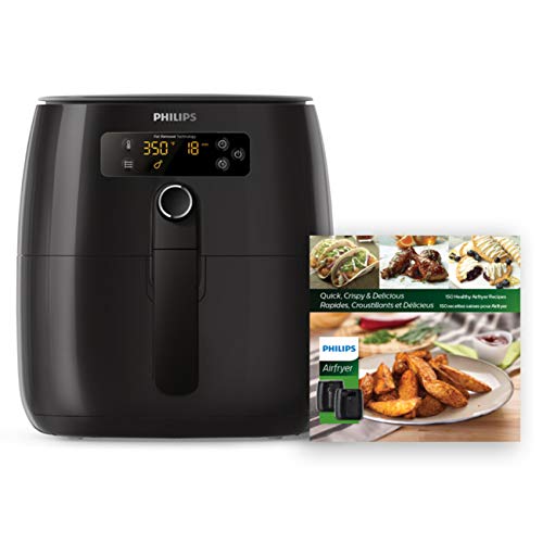 Philips Kitchen Appliances Premium Digital Airfryer with Fat Removal Technology + Recipe Cookbook, 3 qt, Black, HD9741/99, X-Large