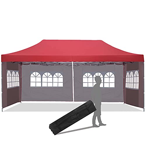 Diophros Outdoor Popup Canopy Tent,Instant Tent Outdoor Camping Gazebo Canopy Tent 10x20 with 4 Sidewalls Waterproof Canopy for Wedding Beach Rooftop Camping