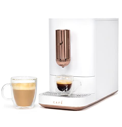 Café Affetto Automatic Espresso Machine | Brew in 90 Seconds | 20 Bar Pump Pressure for Balanced Extraction | Five Adjustable Grind Size Levels | WiFi Connected for Drink Customization | Matte White, 1.2 Liters