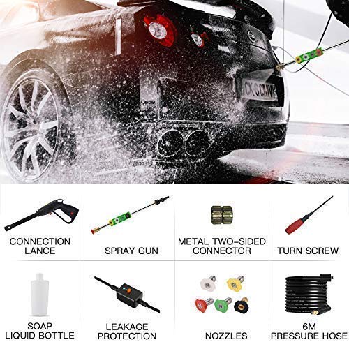 Suyncll 3800 PSI 2.8GPM Electric Pressure Washer Electric Power Washer with Soap Bottle and Hose Reel (Green)