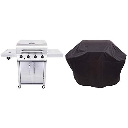 Char-Broil 463375919 Performance Stainless Steel 4-Burner Cabinet Style Liquid Propane Gas Grill & All-Season Grill Cover, 3-4 Burner: Large
