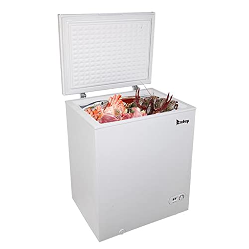 ZOKOP Chest Freezer - 5.0 Cu.Ft Deep Compact Freezer with Removable Basket, 7 Gears Temperature Control(-8°F to 7°F) - for House, Kitchen, Garage, Basement, Shop (White)
