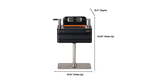 Everdure by Heston Blumenthal FUSION 29 Inch Charcoal Grill and Rotisserie System with Detachable Pedestal and Quick Electric Ignition, Graphite Black
