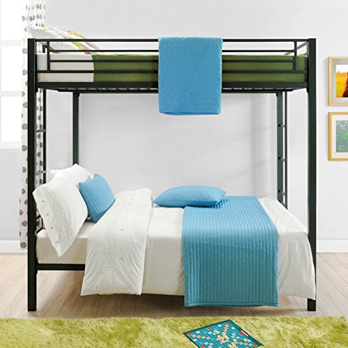 DHP Full over Full Bunk Bed for Kids, Metal Frame with Ladder (Black)