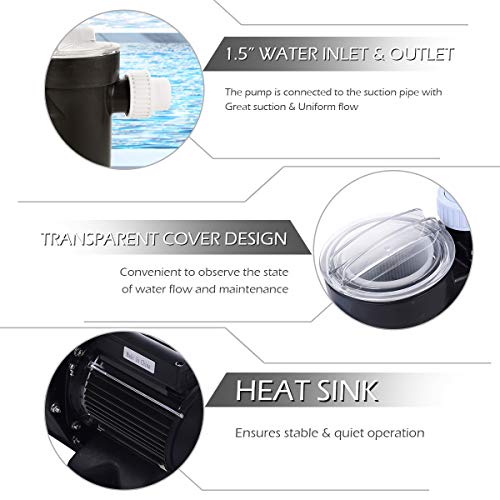 Goplus 1.5HP Swimming Pool Electric Pump Water Pump SPA DC 5040 GPH 1-1/2