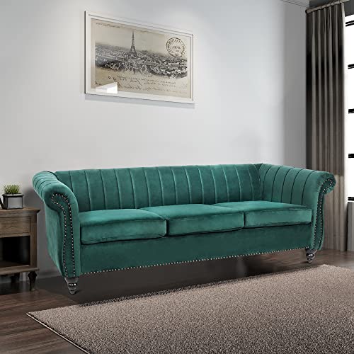 Velvet Chesterfield Sofa Couch 84